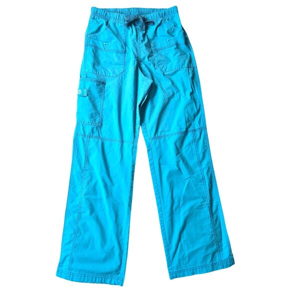 Spread Good Cheer Teal Blue Straight Leg Cargo Medical Scrub Pants Women's XS - Picture 1 of 4